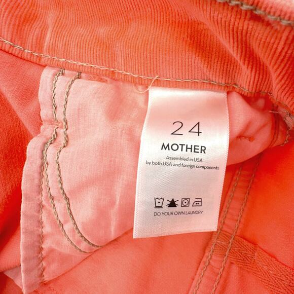 MOTHER The Hustler Ankle Fray Hopscotch Corduroy in Coral 24 - Picture 9 of 14